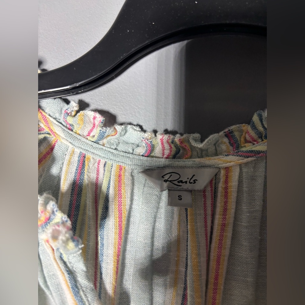 Rails Amellia Striped V Neck Linen Blend Dress in Sag Harbour Stripe Size Small - Picture 4 of 5